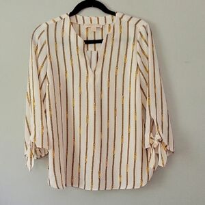 2/$15 MK Light Blouse Vertical Stripes